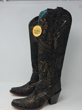Corral Women's Floral Tall Western Boots Snip Toe Size 8